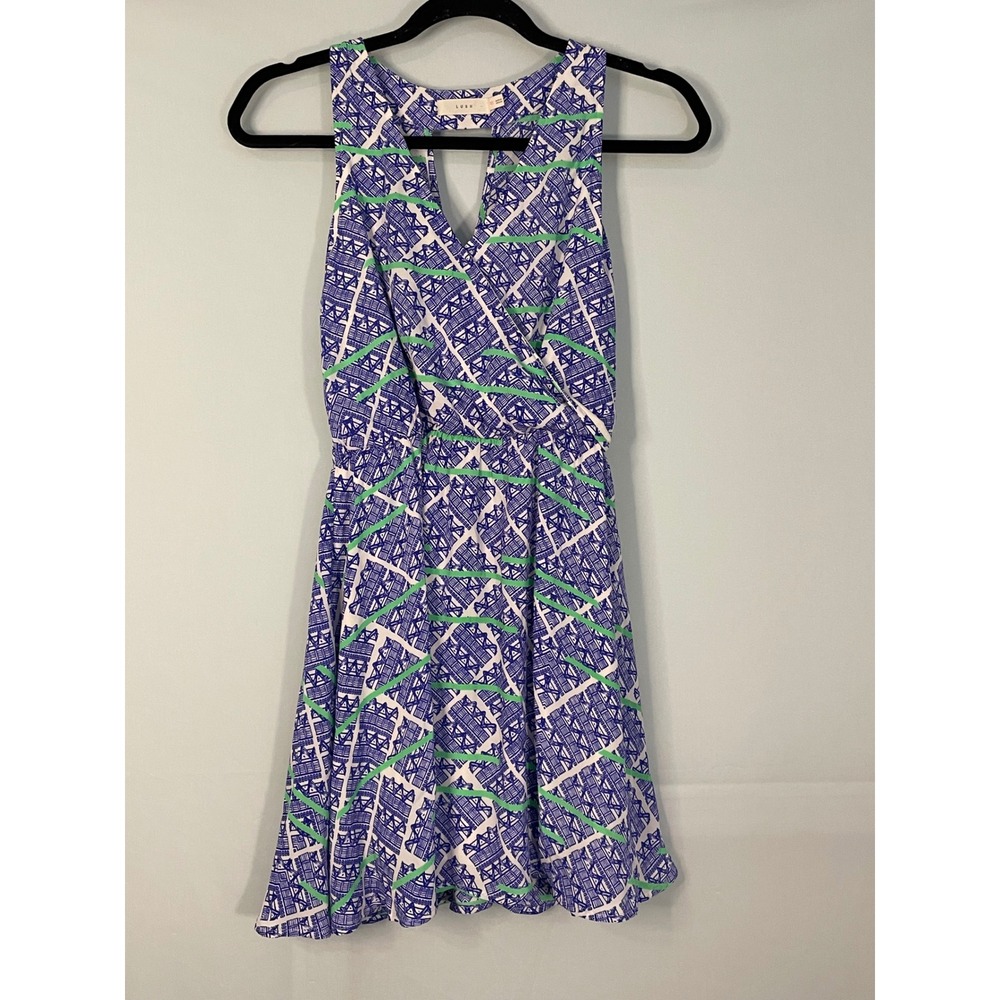 Lush Geometric Print Sleeveless‎ V Neck Wrap Dress Women's XS